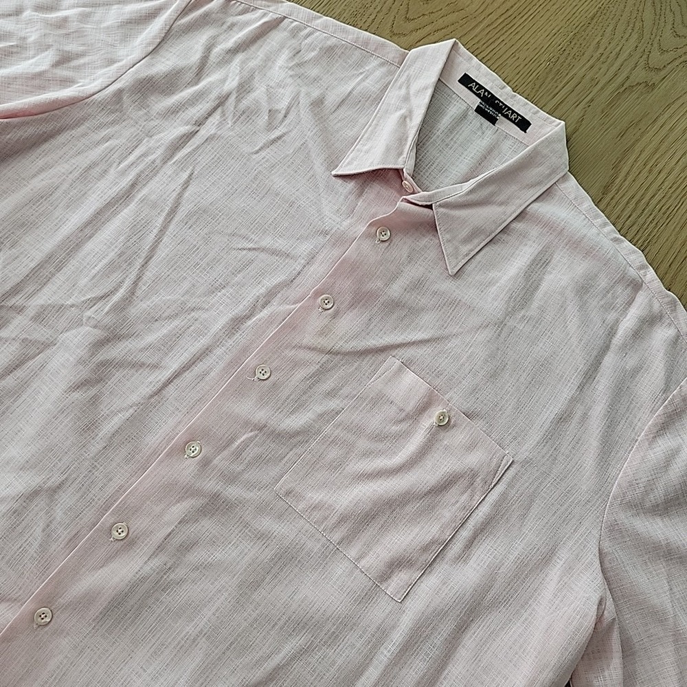 Alan Stuart Men's Vintage Polo Shirt Size 2XL Pink Button Down Short Sleeve - Picture 5 of 11